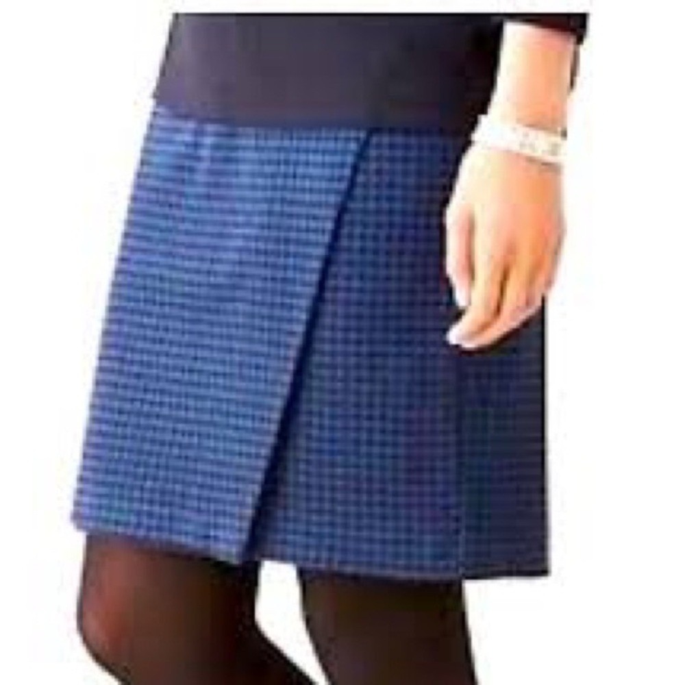 J. Jill Blue/Black Houndstooth Ponte Stretch Waist Pull On Pencil Skirt